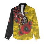 Richmond Tigers ANZAC Personalised Women Casual Shirt Lest We Forget Poppy Camo