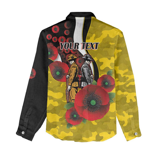 Richmond Tigers ANZAC Personalised Women Casual Shirt Lest We Forget Poppy Camo