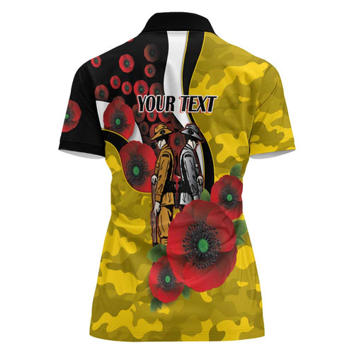 Richmond Tigers ANZAC Personalised Women Polo Shirt Lest We Forget Poppy Camo
