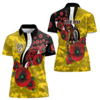 Richmond Tigers ANZAC Personalised Women Polo Shirt Lest We Forget Poppy Camo