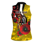 Richmond Tigers ANZAC Personalised Women Sleeveless Polo Shirt Lest We Forget Poppy Camo