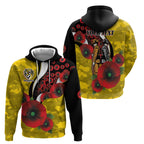 Richmond Tigers ANZAC Personalised Zip Hoodie Lest We Forget Poppy Camo