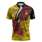 Richmond Tigers ANZAC Personalised Zipper Polo Shirt Lest We Forget Poppy Camo