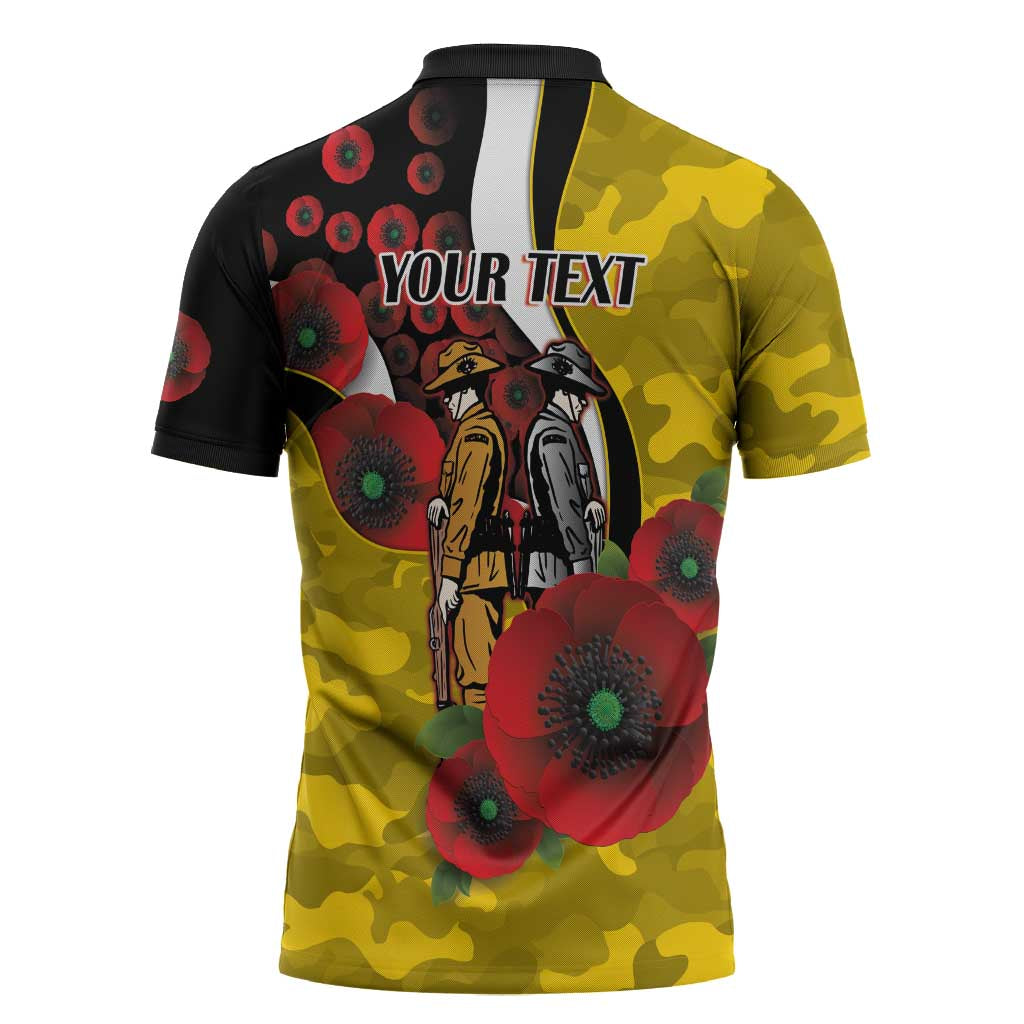 Richmond Tigers ANZAC Personalised Zipper Polo Shirt Lest We Forget Poppy Camo