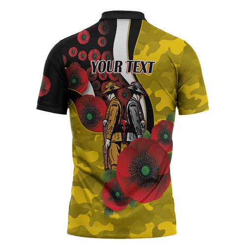 Richmond Tigers ANZAC Personalised Zipper Polo Shirt Lest We Forget Poppy Camo