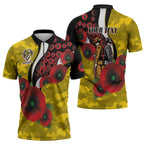 Richmond Tigers ANZAC Personalised Zipper Polo Shirt Lest We Forget Poppy Camo