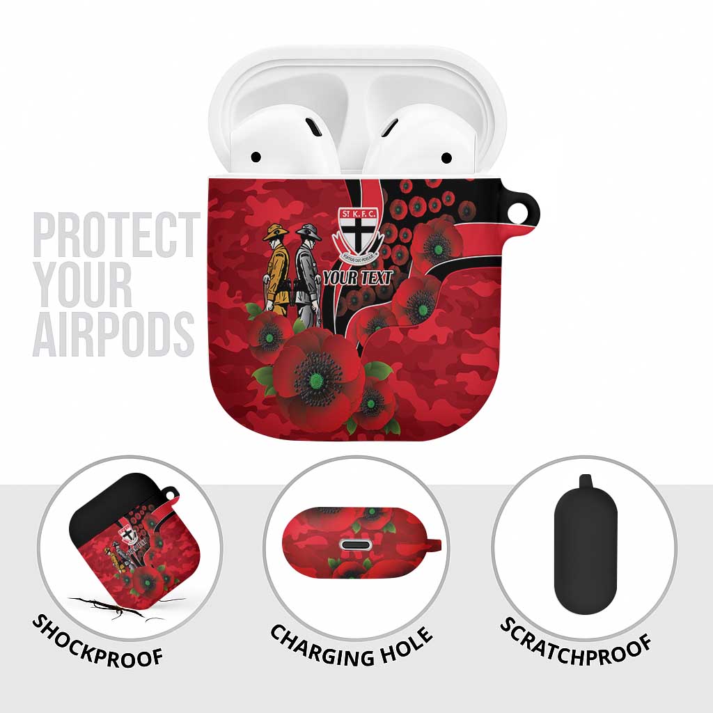 St Saints ANZAC Personalised AirPods Case Lest We Forget Poppy Camo
