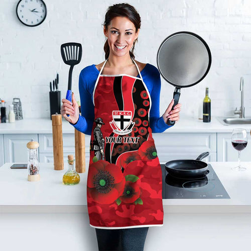 St Saints ANZAC Personalised Apron Lest We Forget Poppy Camo