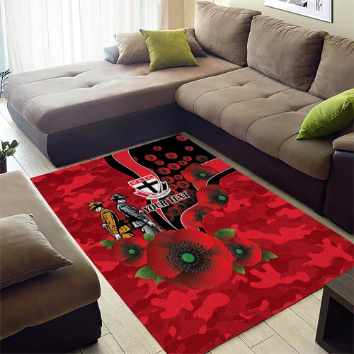 St Saints ANZAC Personalised Area Rug Lest We Forget Poppy Camo