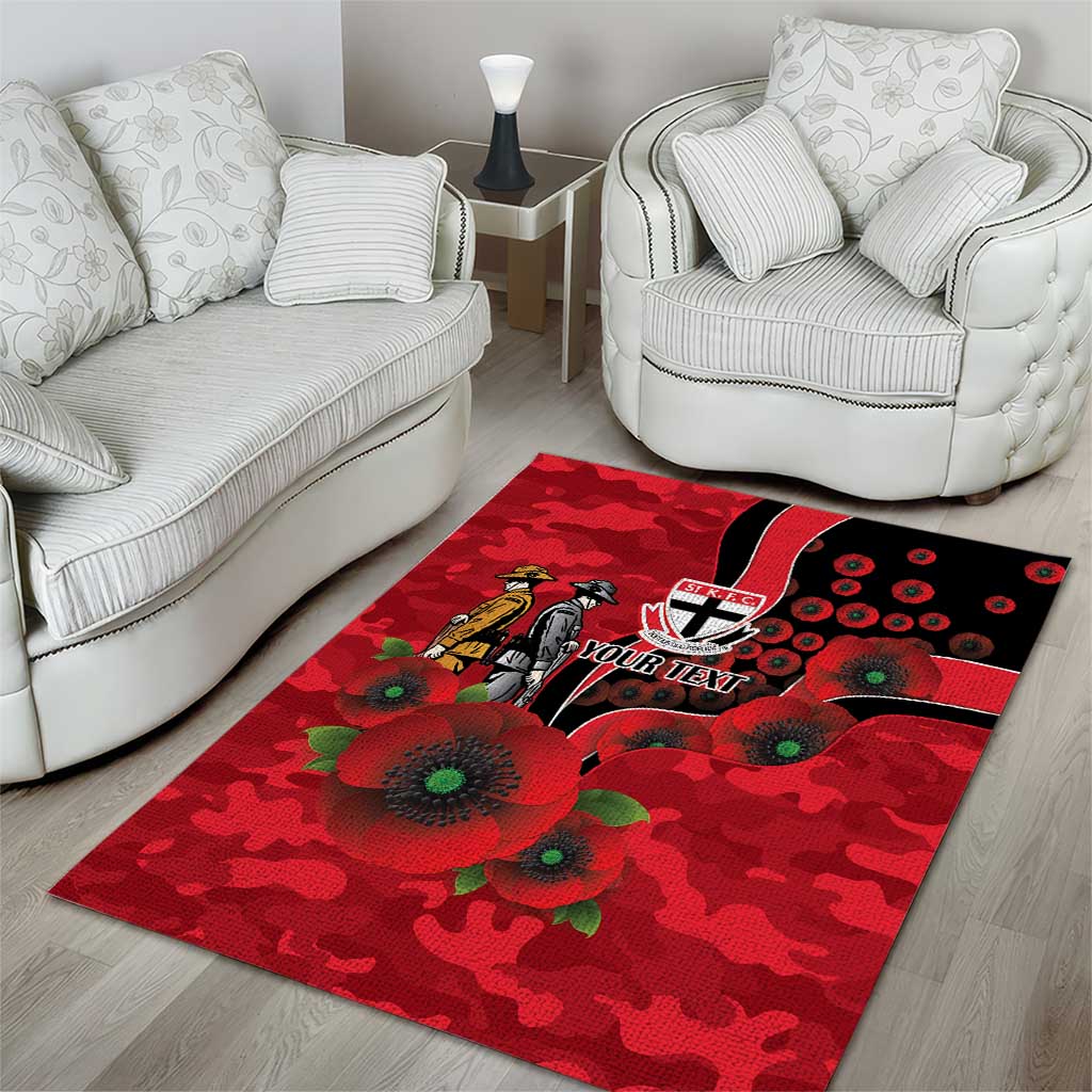 St Saints ANZAC Personalised Area Rug Lest We Forget Poppy Camo