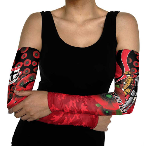 St Saints ANZAC Personalised Arm Sleeves Lest We Forget Poppy Camo