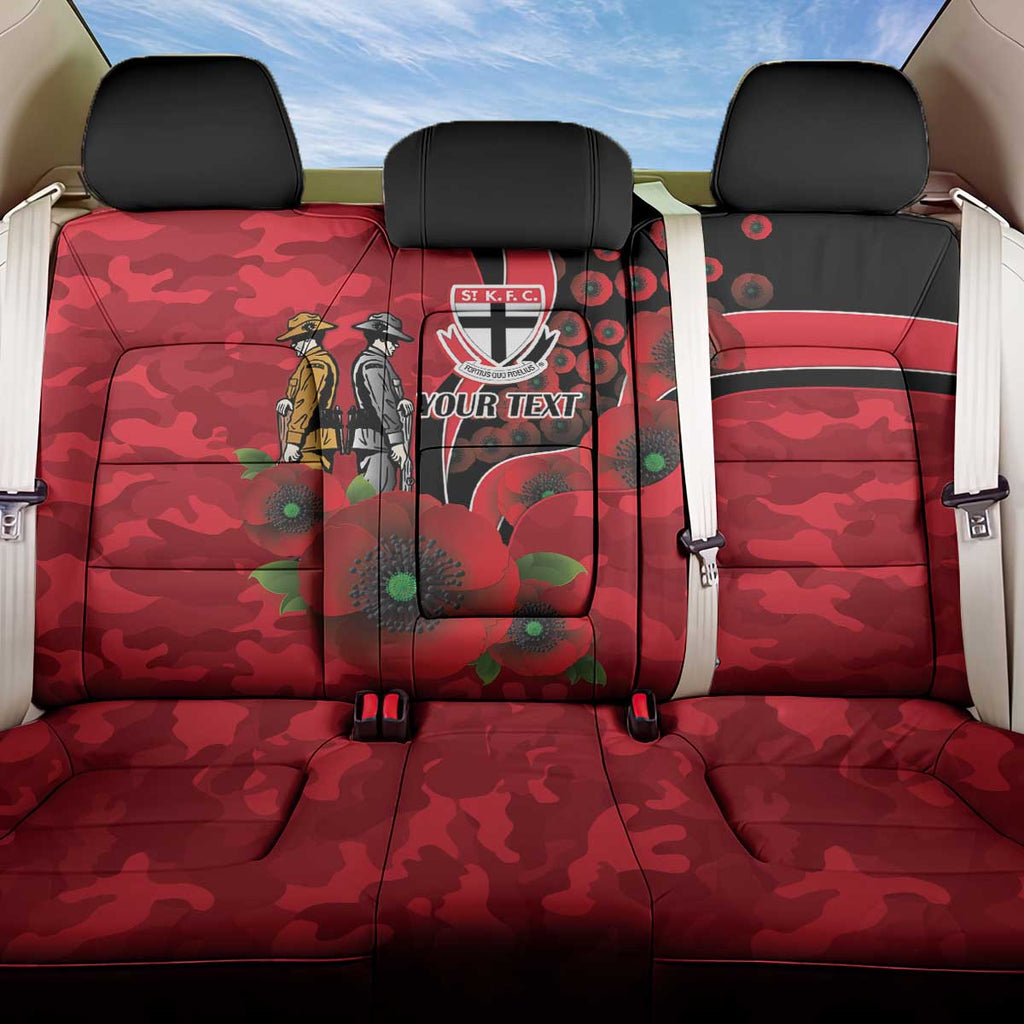 St Saints ANZAC Personalised Back Car Seat Cover Lest We Forget Poppy Camo