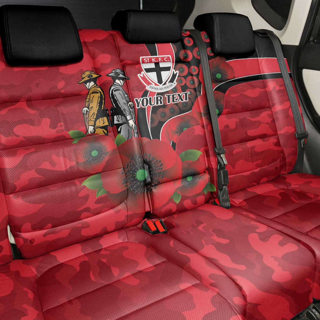 St Saints ANZAC Personalised Back Car Seat Cover Lest We Forget Poppy Camo