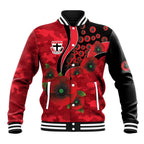 St Saints ANZAC Personalised Baseball Jacket Lest We Forget Poppy Camo