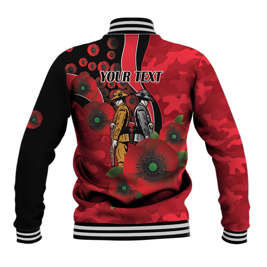 St Saints ANZAC Personalised Baseball Jacket Lest We Forget Poppy Camo