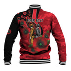 St Saints ANZAC Personalised Baseball Jacket Lest We Forget Poppy Camo