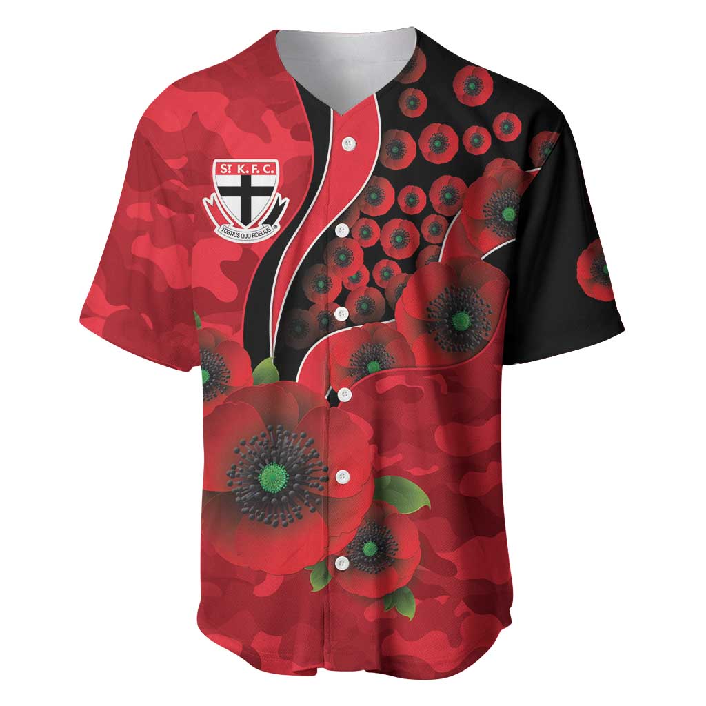 St Saints ANZAC Personalised Baseball Jersey Lest We Forget Poppy Camo