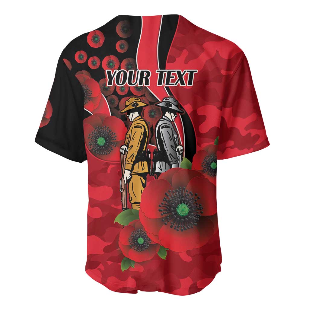 St Saints ANZAC Personalised Baseball Jersey Lest We Forget Poppy Camo
