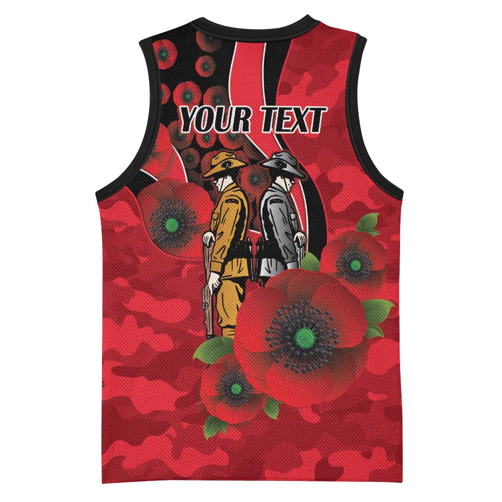 St Saints ANZAC Personalised Basketball Jersey Lest We Forget Poppy Camo