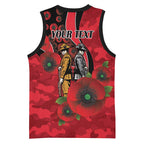 St Saints ANZAC Personalised Basketball Jersey Lest We Forget Poppy Camo