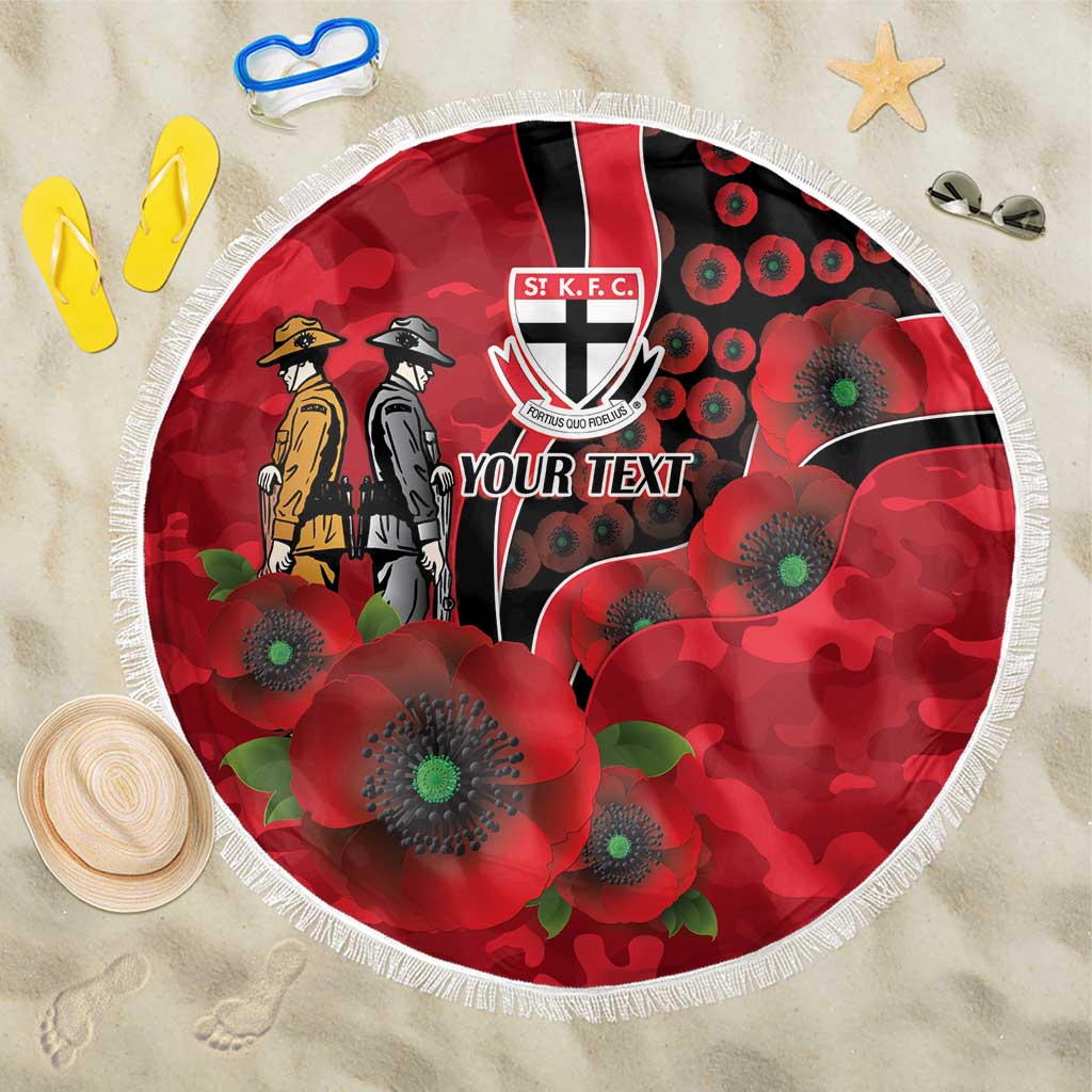 St Saints ANZAC Personalised Beach Blanket Lest We Forget Poppy Camo