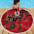 St Saints ANZAC Personalised Beach Blanket Lest We Forget Poppy Camo