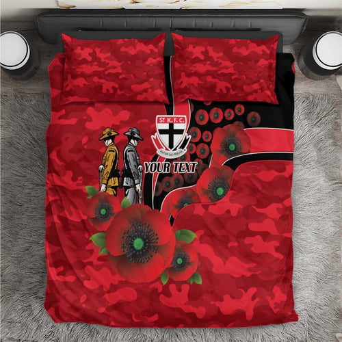St Saints ANZAC Personalised Bedding Set Lest We Forget Poppy Camo