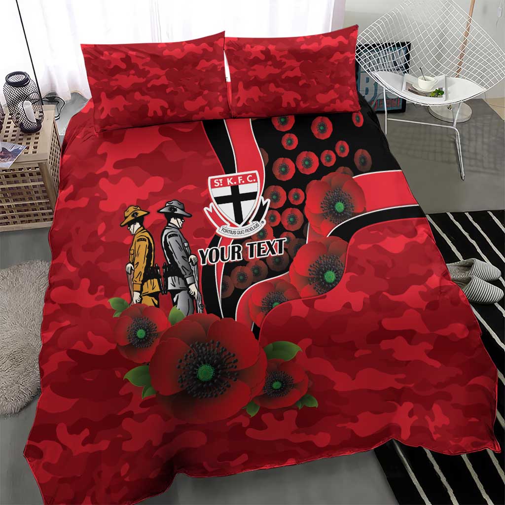 St Saints ANZAC Personalised Bedding Set Lest We Forget Poppy Camo