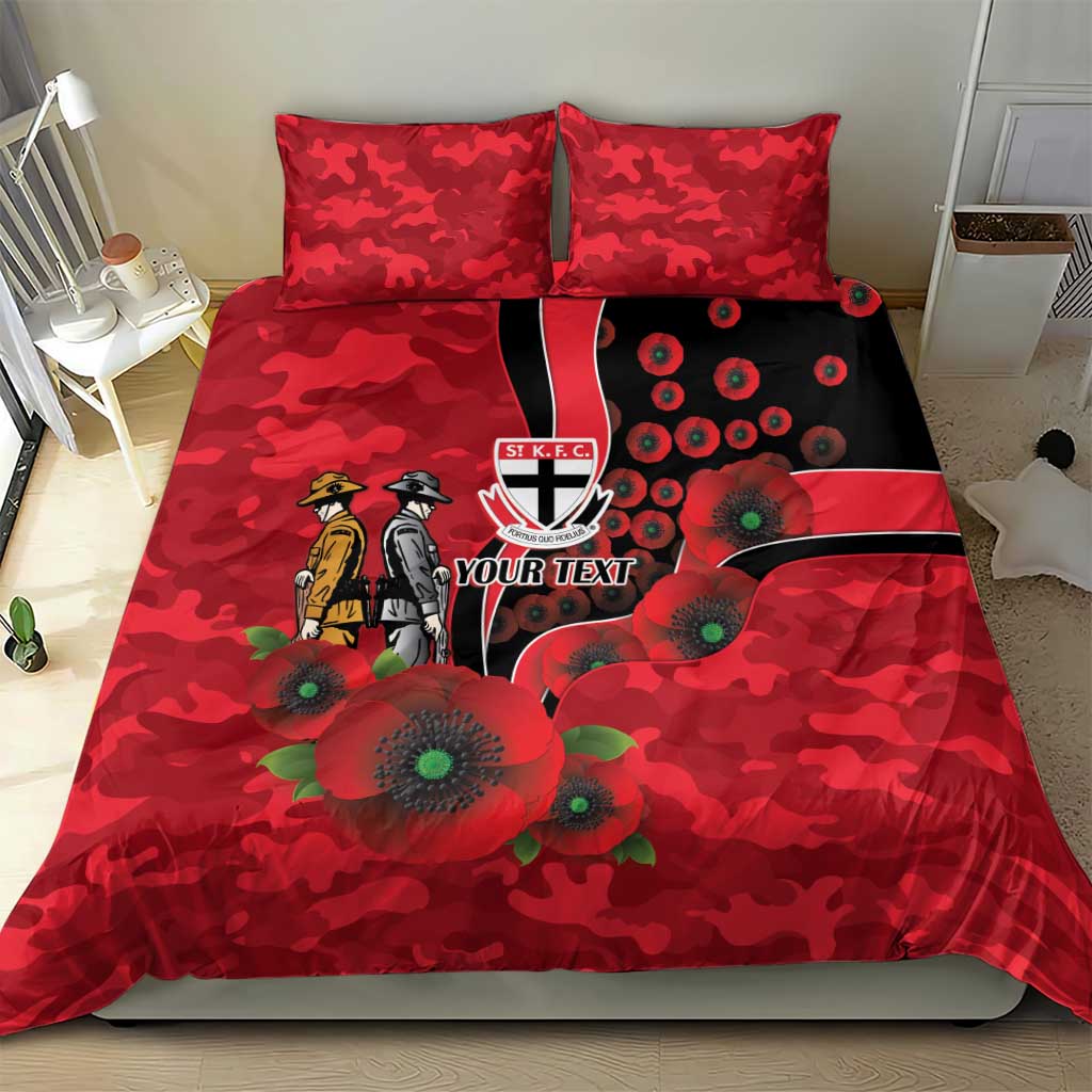 St Saints ANZAC Personalised Bedding Set Lest We Forget Poppy Camo