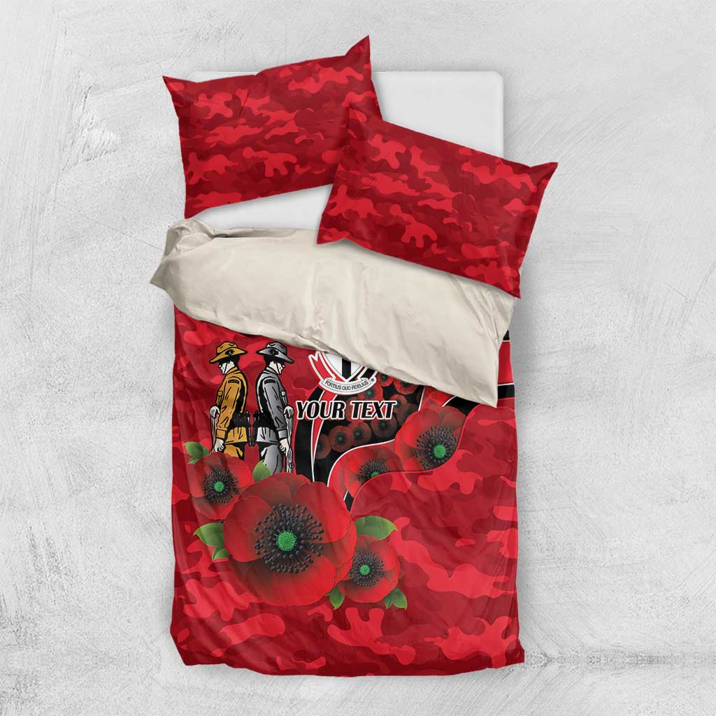 St Saints ANZAC Personalised Bedding Set Lest We Forget Poppy Camo