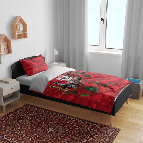 St Saints ANZAC Personalised Bedding Set Lest We Forget Poppy Camo