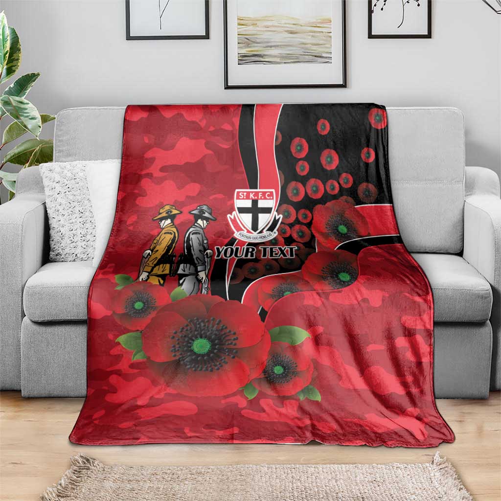 St Saints ANZAC Personalised Blanket Lest We Forget Poppy Camo