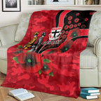 St Saints ANZAC Personalised Blanket Lest We Forget Poppy Camo