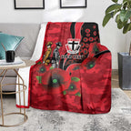 St Saints ANZAC Personalised Blanket Lest We Forget Poppy Camo