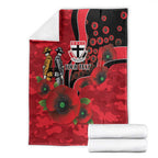 St Saints ANZAC Personalised Blanket Lest We Forget Poppy Camo