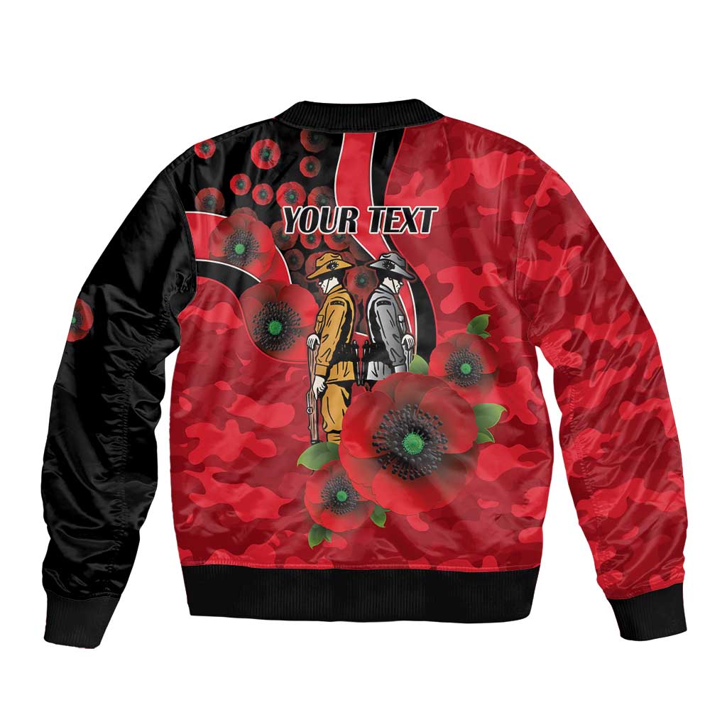 St Saints ANZAC Personalised Bomber Jacket Lest We Forget Poppy Camo