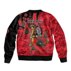 St Saints ANZAC Personalised Bomber Jacket Lest We Forget Poppy Camo