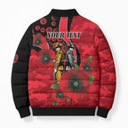 St Saints ANZAC Personalised Bomber Puffer Jacket Lest We Forget Poppy Camo