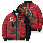 St Saints ANZAC Personalised Bomber Puffer Jacket Lest We Forget Poppy Camo