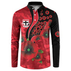 St Saints ANZAC Personalised Button Sweatshirt Lest We Forget Poppy Camo
