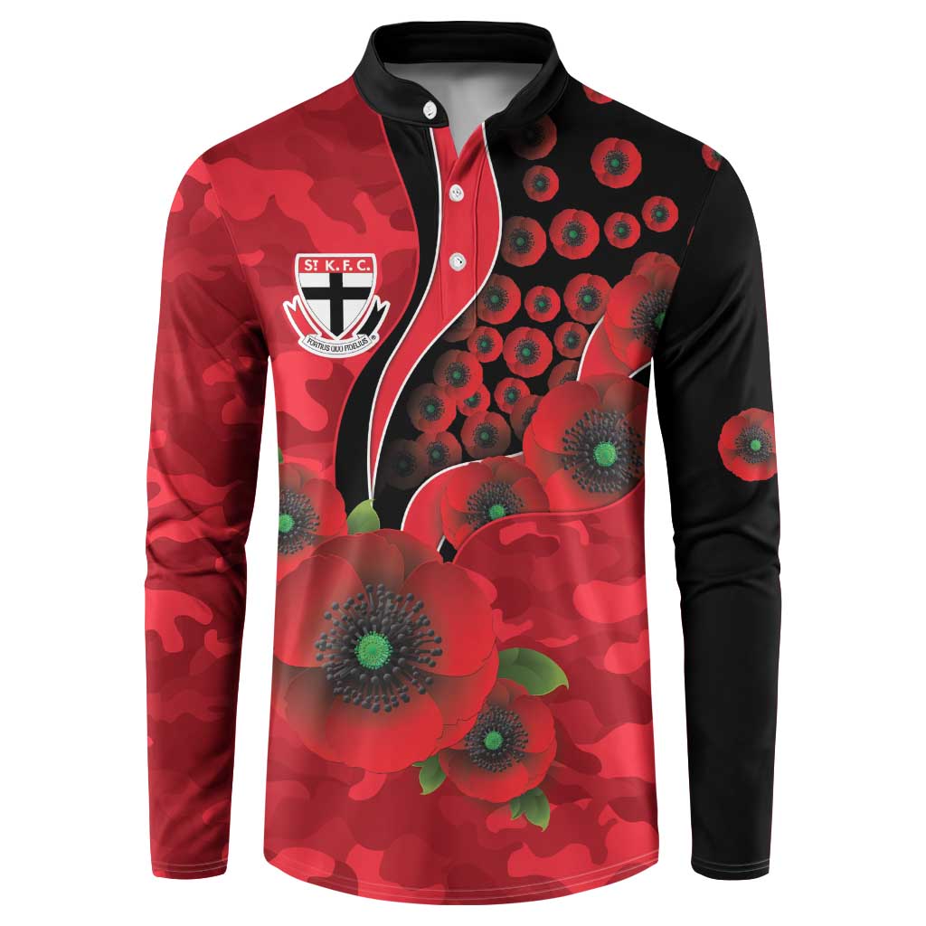 St Saints ANZAC Personalised Button Sweatshirt Lest We Forget Poppy Camo
