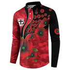 St Saints ANZAC Personalised Button Sweatshirt Lest We Forget Poppy Camo