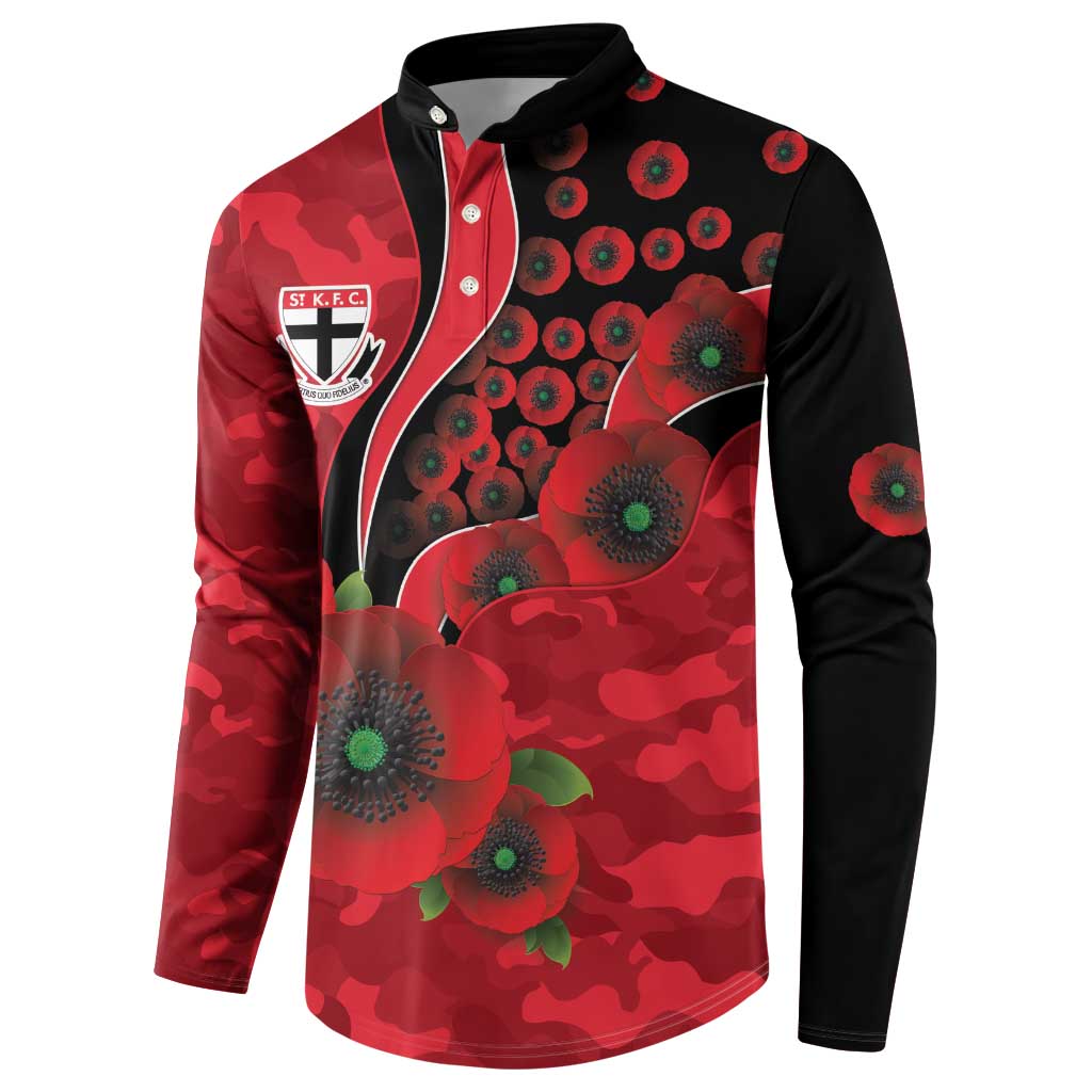 St Saints ANZAC Personalised Button Sweatshirt Lest We Forget Poppy Camo