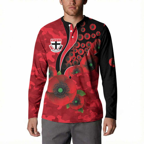 St Saints ANZAC Personalised Button Sweatshirt Lest We Forget Poppy Camo