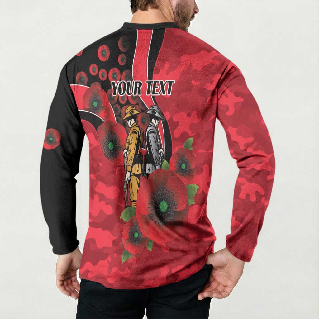 St Saints ANZAC Personalised Button Sweatshirt Lest We Forget Poppy Camo