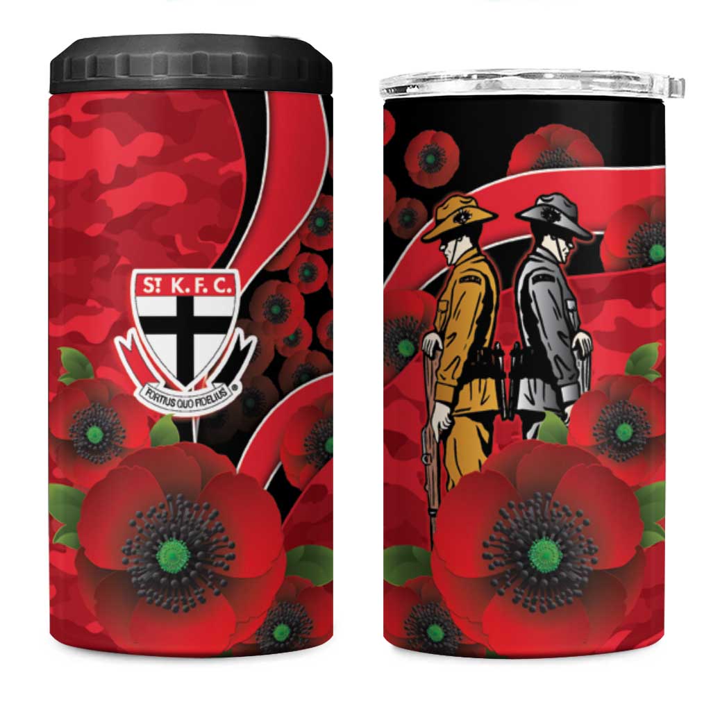 St Saints ANZAC Personalised 4 in 1 Can Cooler Tumbler Lest We Forget Poppy Camo