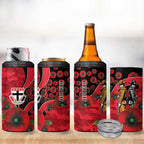 St Saints ANZAC Personalised 4 in 1 Can Cooler Tumbler Lest We Forget Poppy Camo