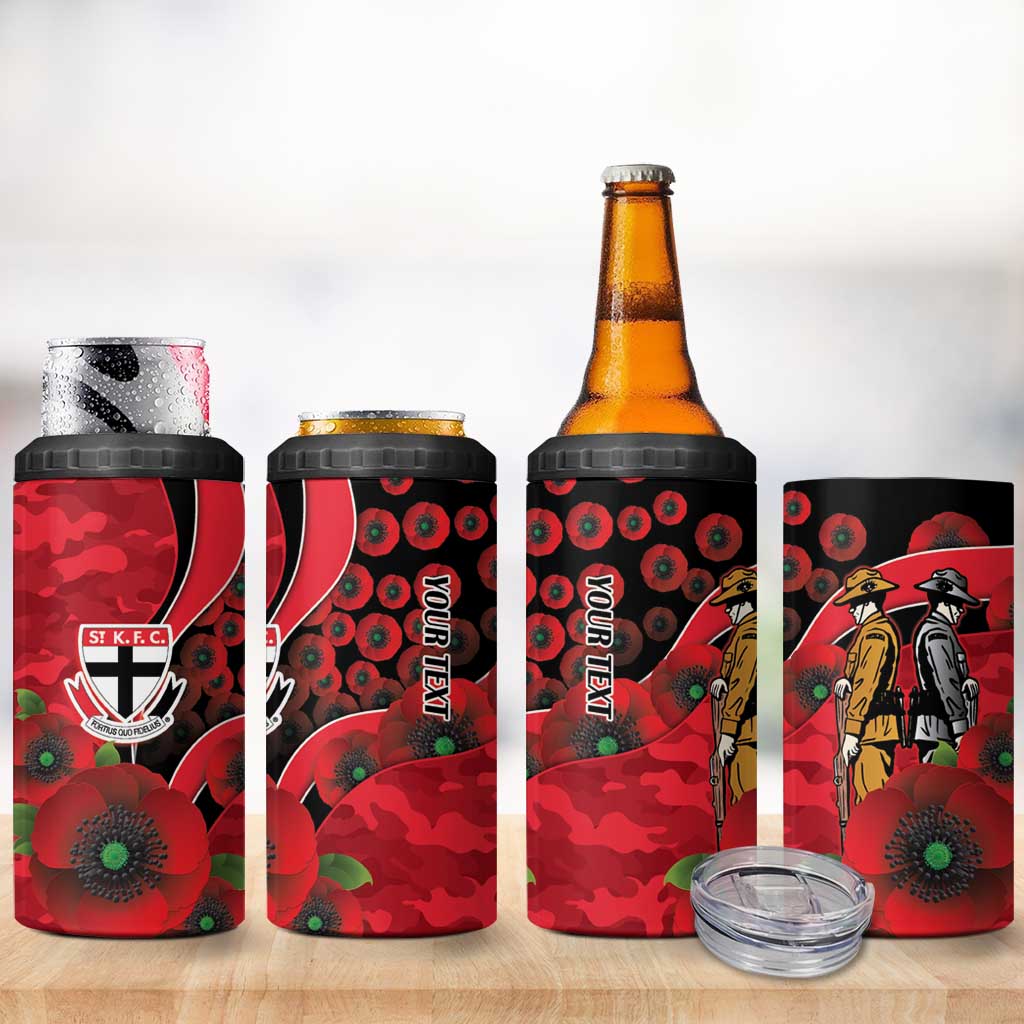St Saints ANZAC Personalised 4 in 1 Can Cooler Tumbler Lest We Forget Poppy Camo