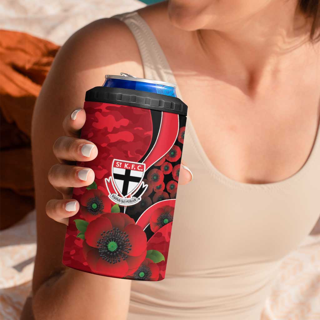 St Saints ANZAC Personalised 4 in 1 Can Cooler Tumbler Lest We Forget Poppy Camo