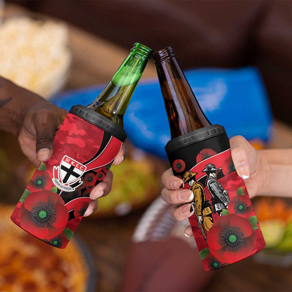 St Saints ANZAC Personalised 4 in 1 Can Cooler Tumbler Lest We Forget Poppy Camo